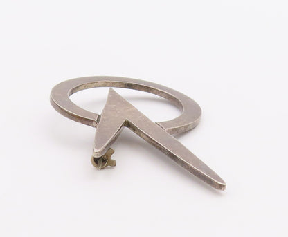 MEXICO 925 Silver  Vintage Open Circle & Pointed Ends Brooch Pin  BP9680