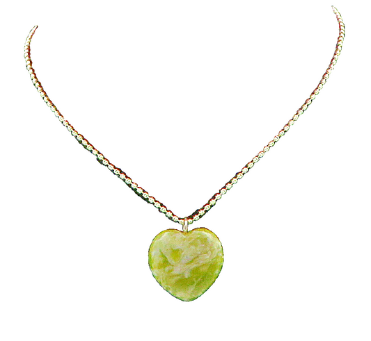 925 Sterling Silver  Smooth Jasper Love Heart Shiny Chain Necklace  NE2662