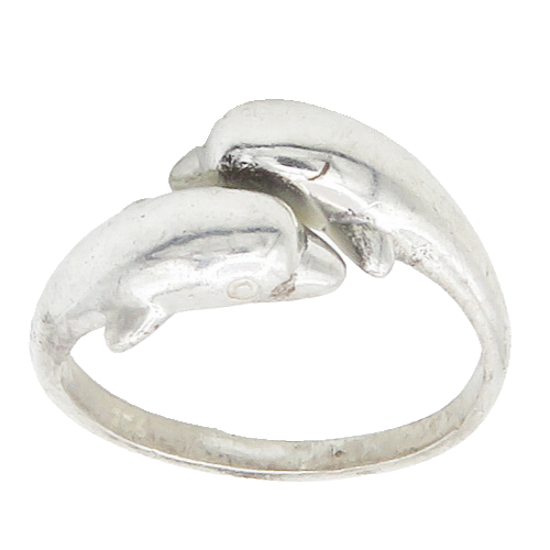 925 Sterling Silver  Vintage Shiny Dolphin Bypass Band Ring Sz 8.5  RG14933