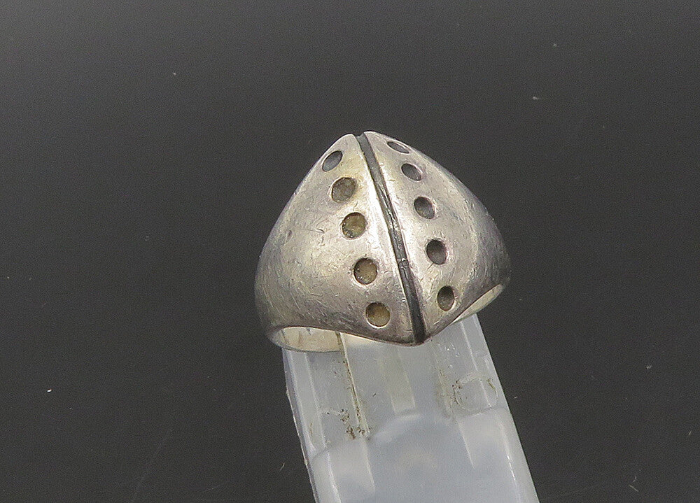 925 Sterling Silver  Vintage Dotted Detail Pointed Band Ring Sz 6  RG22791