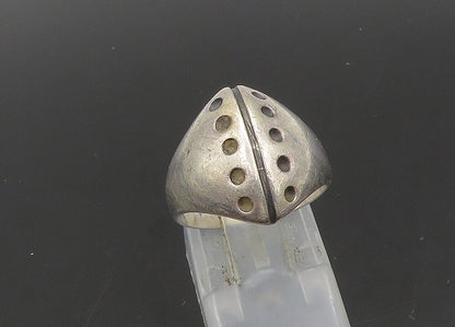 925 Sterling Silver  Vintage Dotted Detail Pointed Band Ring Sz 6  RG22791