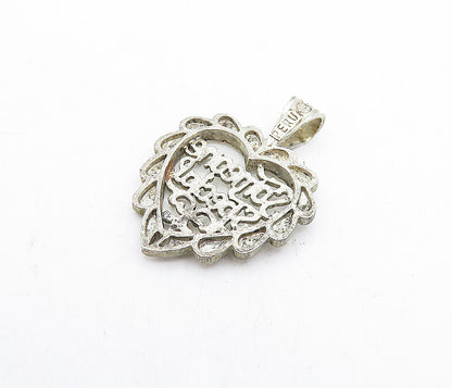 PERU 925 Sterling Silver  Vintage Someone Special Love Heart Pendant  PT3603