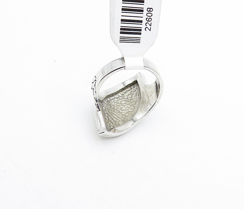925 Sterling Silver  Shiny Etched Floral Leaf Motif Band Ring Sz 9.5  RG5708