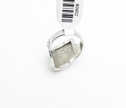 925 Sterling Silver  Shiny Etched Floral Leaf Motif Band Ring Sz 9.5  RG5708