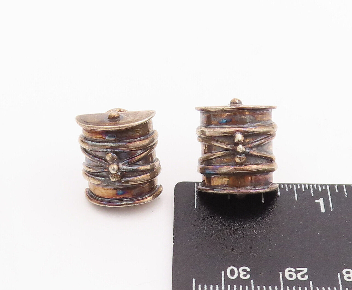 925 Sterling Silver Vintage Earrings DEBORAH ARMSTRONG Antique Carved  EG13083