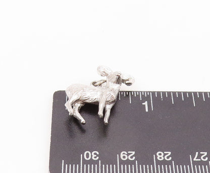 925 Sterling Silver Vintage Pendant 3D Carved Big Horn Sheep Ram Charm  PT23935