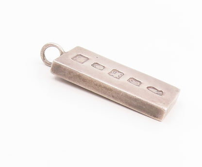 925 Sterling Silver Vintage Pendant 1977 Queen Elizabeth Ingot Bar  PT26144