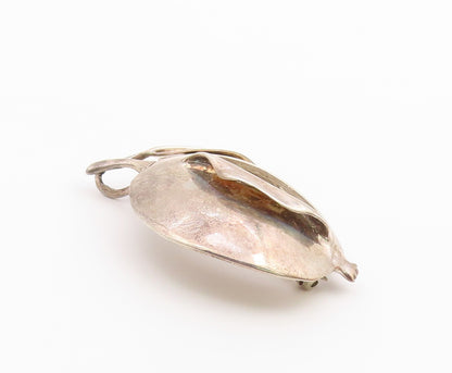 925 Sterling Silver  Vintage Shiny Cutout Apple Fruit Motif Brooch Pin  BP3588