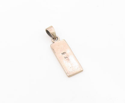 925 Silver  Vintage Carved Chinese Characters Linear Drop Pendant  PT21287