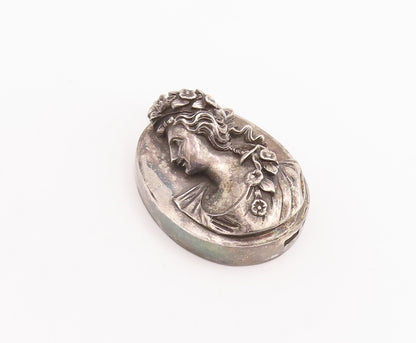 925 Sterling Silver Vintage Pendant HENRYK WINOGRAD 3D Carved Royal Lady PT23255