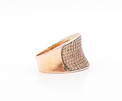 925 Sterling Silver Vintage Ring Gold Plated Champagne CZ Inlay  Sz 7  RG32559