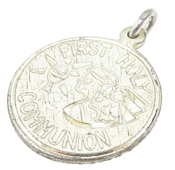 CREED 925 Sterling Silver  Vintage First Holy Communion Round Pendant  PT9016