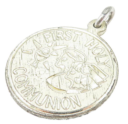 CREED 925 Sterling Silver  Vintage First Holy Communion Round Pendant  PT9016