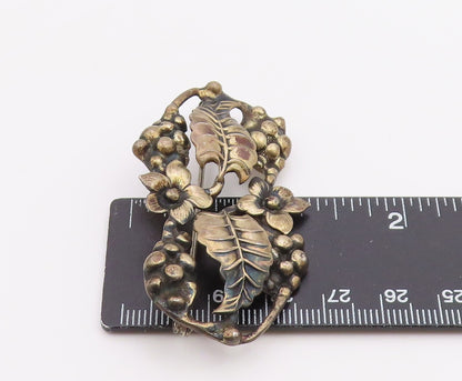 925 Sterling Silver  Vintage Antique Floral Grape Vine Brooch Pin  BP7289