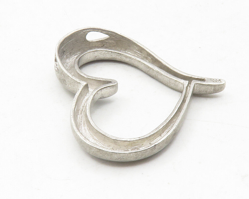 925 Sterling Silver  Vintage Petite Topaz Open Love Heart Pendant  PT9667