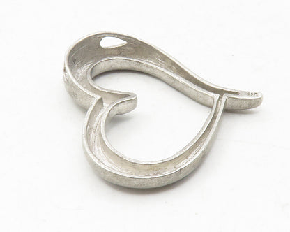925 Sterling Silver  Vintage Petite Topaz Open Love Heart Pendant  PT9667