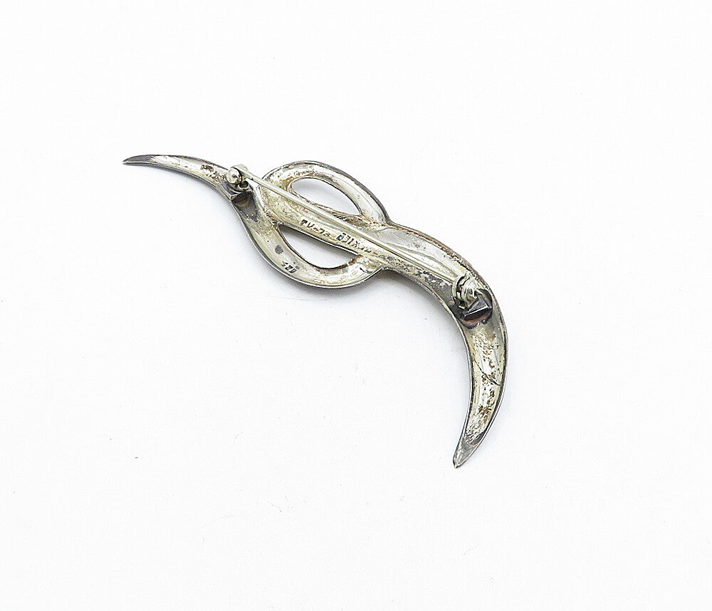 MEXICO 925 Sterling Silver  Vintage Dark Tone Swirl Design Brooch Pin  BP1558