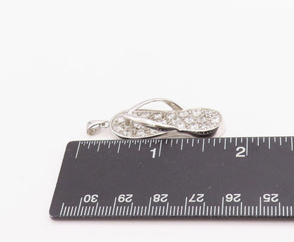 925 Sterling Silver Vintage Pendant Crystal CZ Embellished Flip Flop  PT24916
