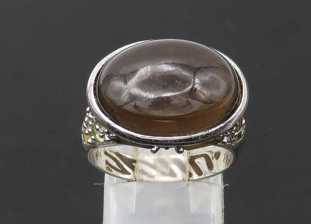 DAVID SIGAL 925 Silver  Vintage Smoky Topaz Dome Cocktail Ring Sz 8  RG22484