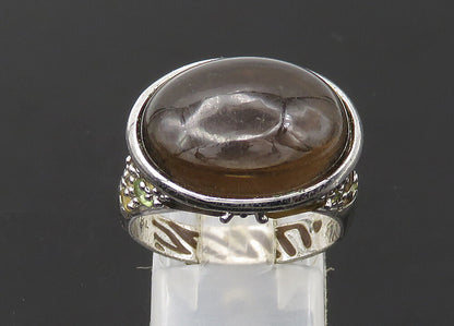 DAVID SIGAL 925 Silver  Vintage Smoky Topaz Dome Cocktail Ring Sz 8  RG22484