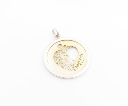 925 Sterling Silver Vintage Pendant I Adore You  Aunt Love Heart Medal  PT25270