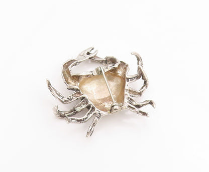 925 Sterling Silver Vintage Brooch Etched Crab Cancer Astrology Zodiac  BP11837