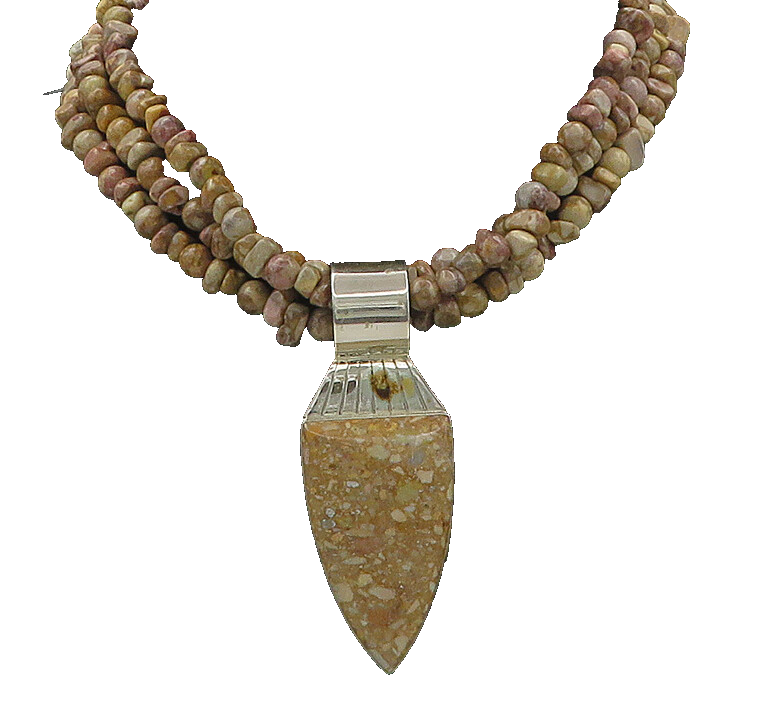DTR JAY KING 925 Silver  Vintage Brown Jasper Beaded Chain Necklace  NE2894