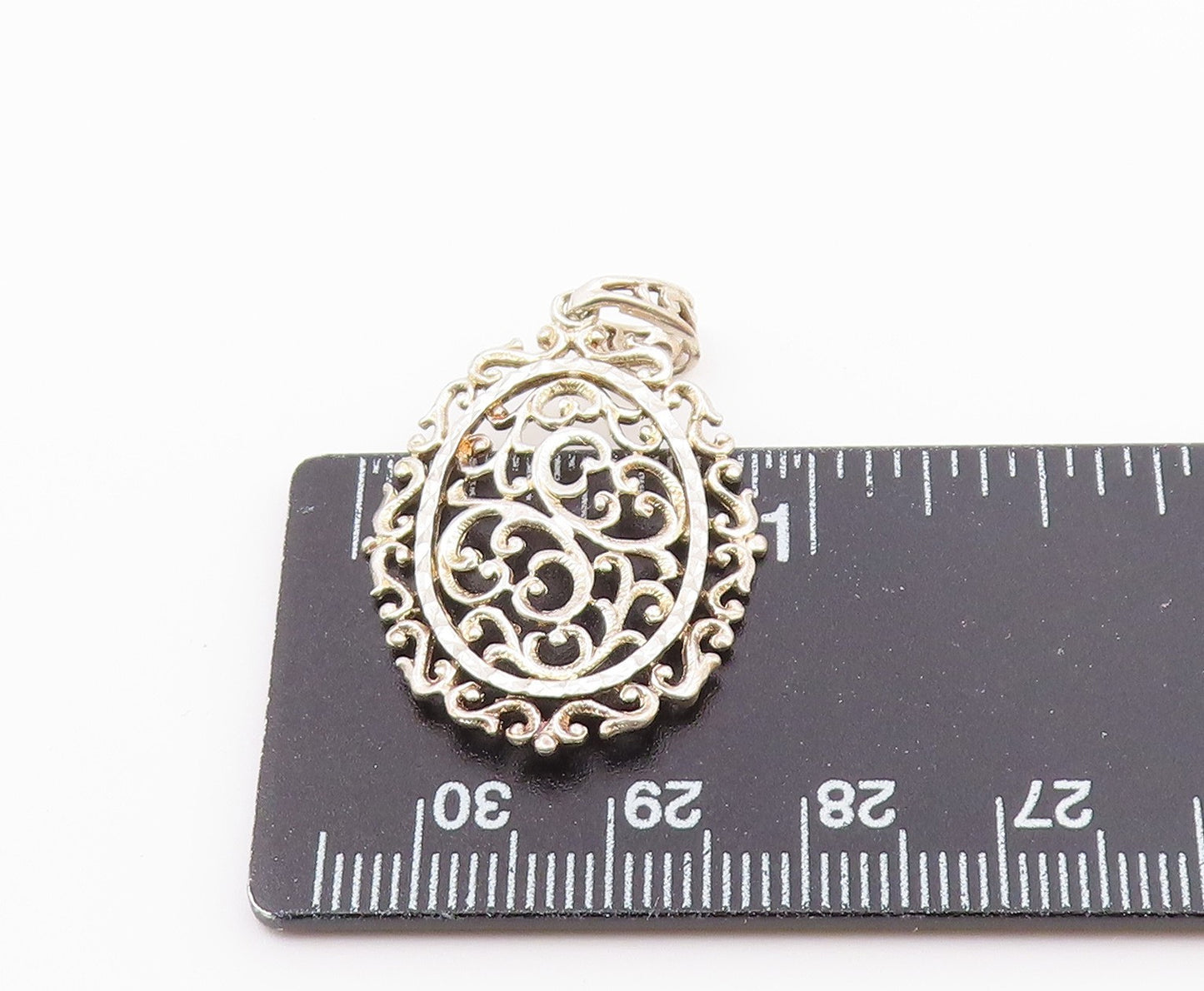 925 Sterling Silver   Vintage Dainty Scroll Swirl Drop Pendant  PT20605