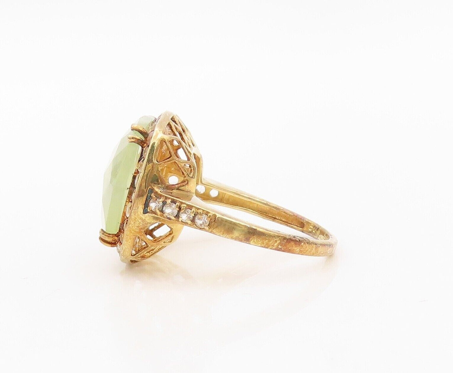 925 Sterling Silver Vintage Ring Gold Plated Gemstone & Topaz  Sz 6.5  RG30154