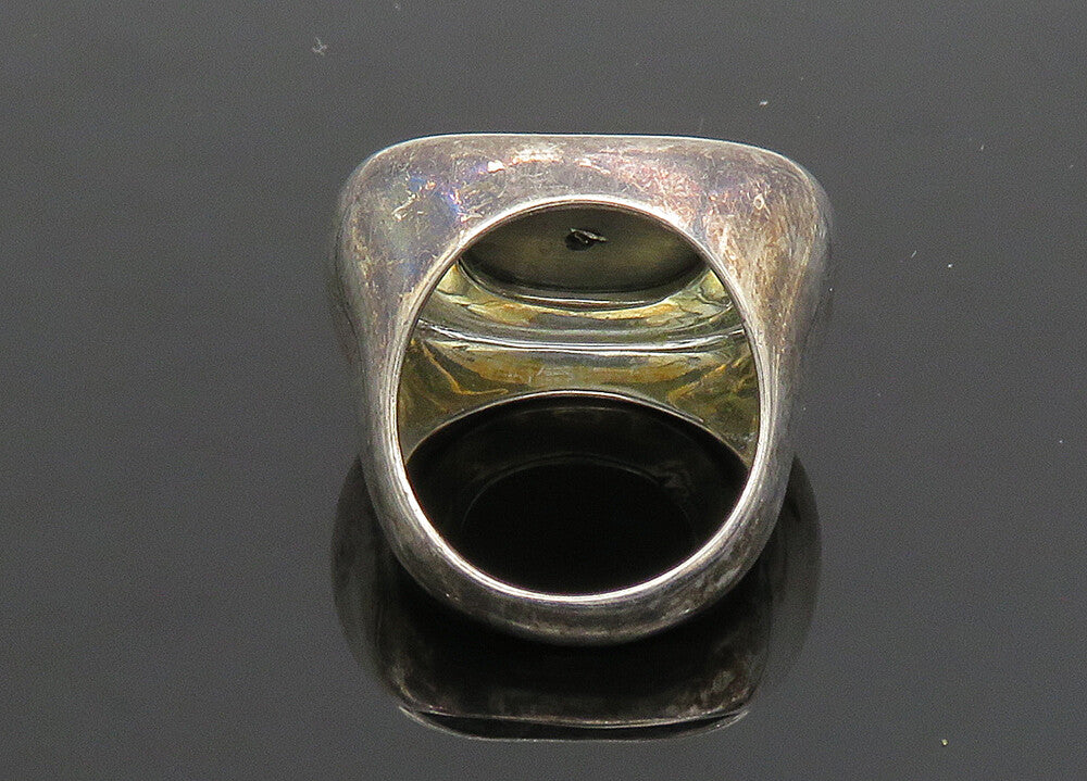 RLM STUDIO 925 Silver  Vintage Hematite 'Om' Symbol Band Ring Sz 7  RG20002