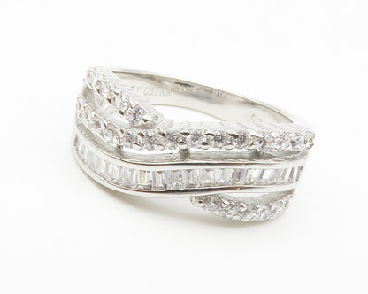 925 Sterling Silver  Sparkling Cubic Zirconia Split Band Ring Sz 7  RG14119