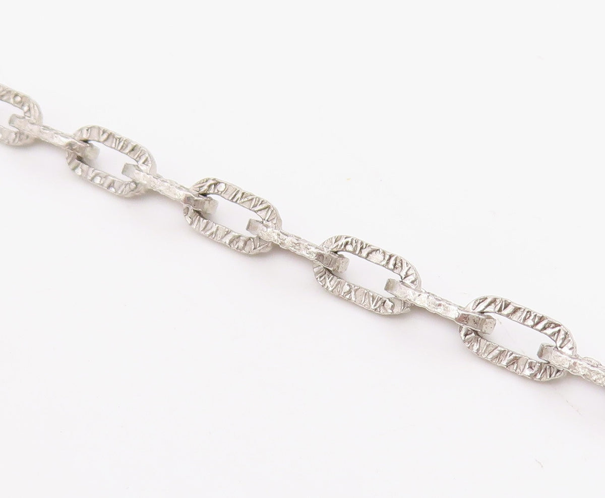 925 Sterling Silver Vintage Necklace Minimalist Hollow Over Link Chain  NE4690