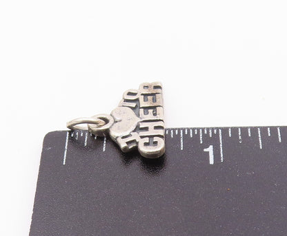 925 Sterling Silver  Vintage I Love To Cheer Oxidized Drop Pendant  PT6236