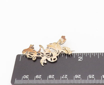 MIDDLE EAST 925 Silver  Vintage Stancil Cut Donald Duck Brooch Pin  BP10490