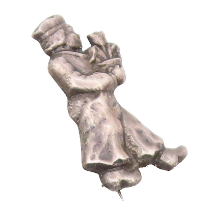 925 Sterling Silver  Vintage Antique Man With Flower Pot Brooch Pin  BP3888