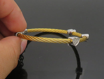 925 Silver  Vintage Genuine Diamonds Love Heart Gold Plated Bracelet  BT9346