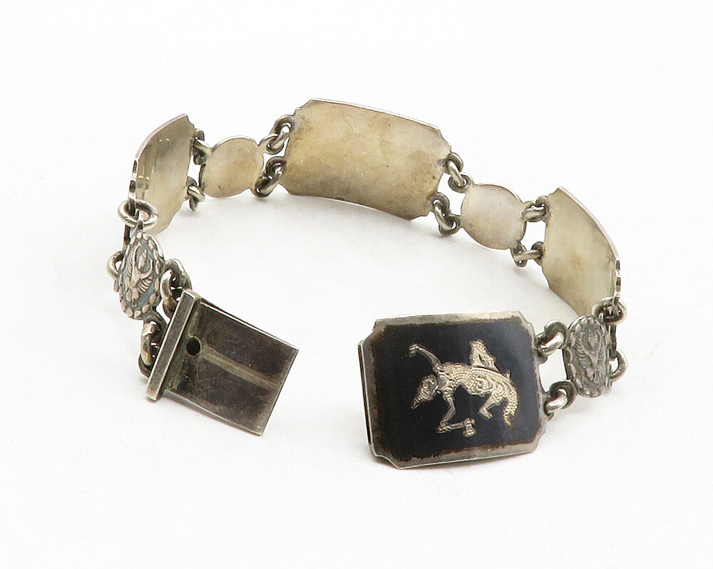 SIAM 925 Sterling Silver  Vintage Enamel Neillo Dancer Chain Bracelet  BT4915