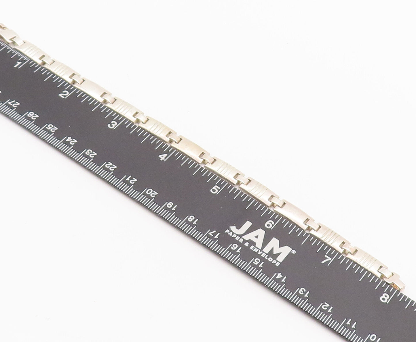 925 Sterling Silver Vintage Bracelet Solid Linked Rectangular Etched  BT10291