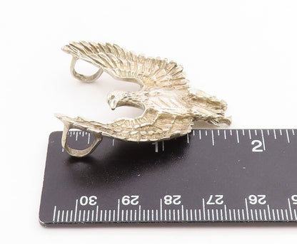 925 Sterling Silver Vintage Pendant Etched Majestic Flying Eagle Charm  PT25932