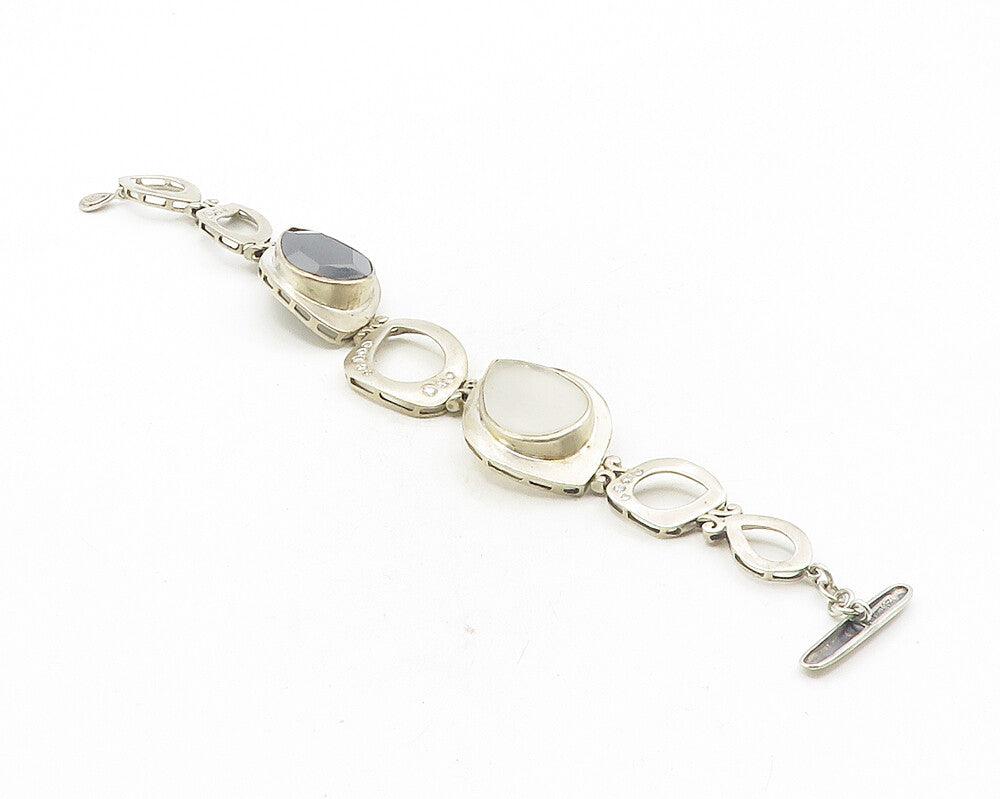 SILPADA 925 Silver  Vintage Hematite Quartz & Topaz Chain Bracelet  BT4310