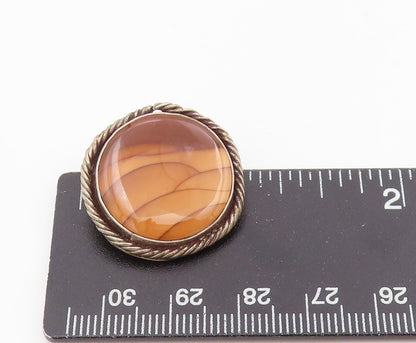 925 Sterling Silver Vintage Pendant Jasper With Twisted Rope Border  PT25528