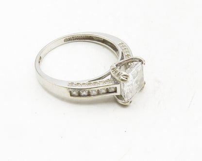 925 Sterling Silver  Cubic Zirconia Solitaire With Accents Ring Sz 11  RG9939