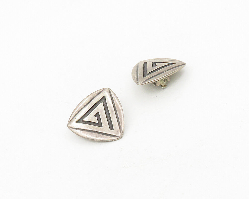 925 Sterling Silver Vintage Oxidized Non Pierce Earrings EG9401