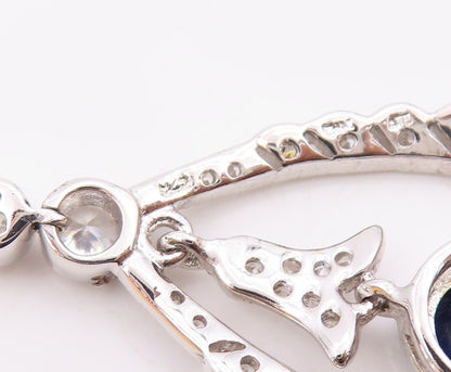 925 Silver  Vintage Stunning Sapphire & Cubic Zirconia Drop Pendant  PT21867