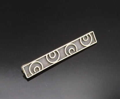 PA MEXICO 925 Sterling Silver Vintage Carved Half Spirals Tie Clip TR3377