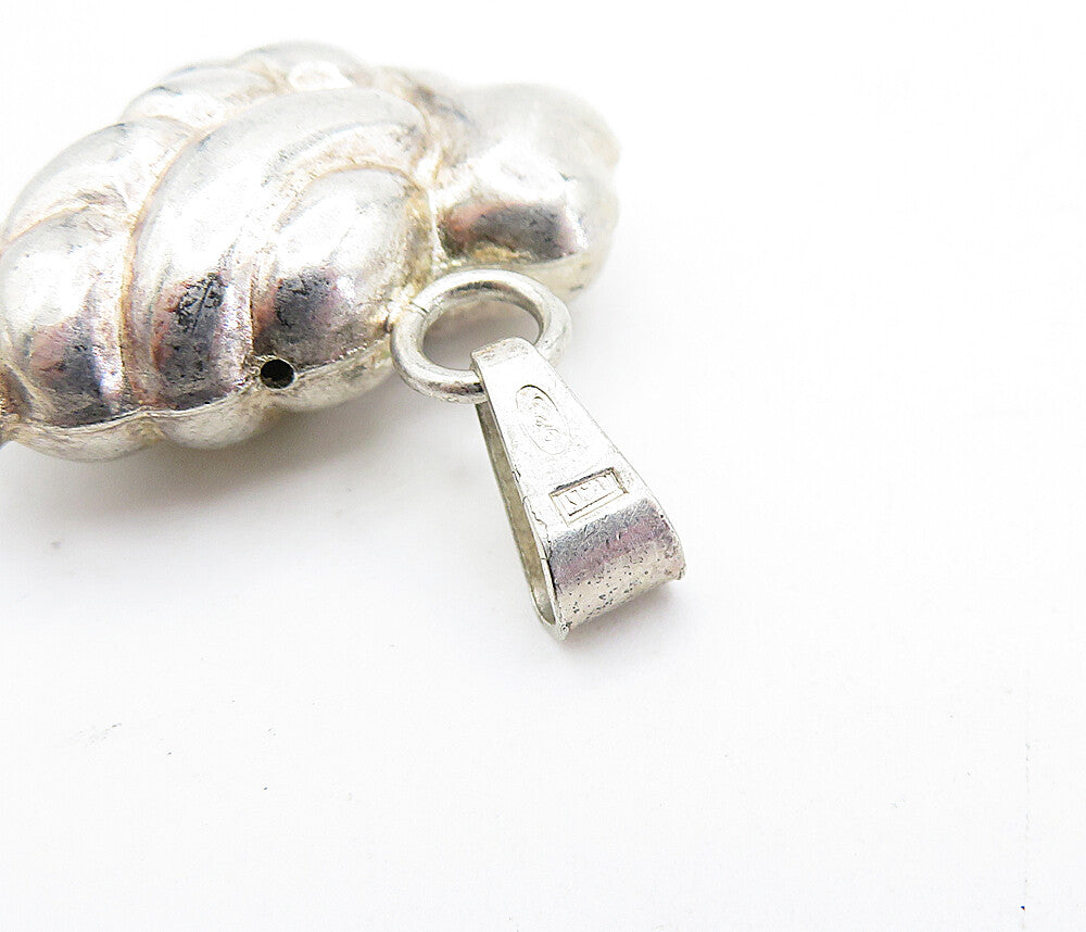 925 Sterling Silver  Vintage Shiny Puffy Turtle Motif Drop Pendant  PT3509