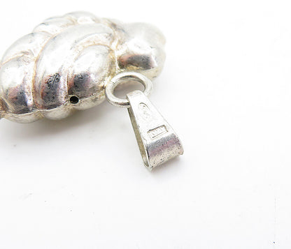 925 Sterling Silver  Vintage Shiny Puffy Turtle Motif Drop Pendant  PT3509