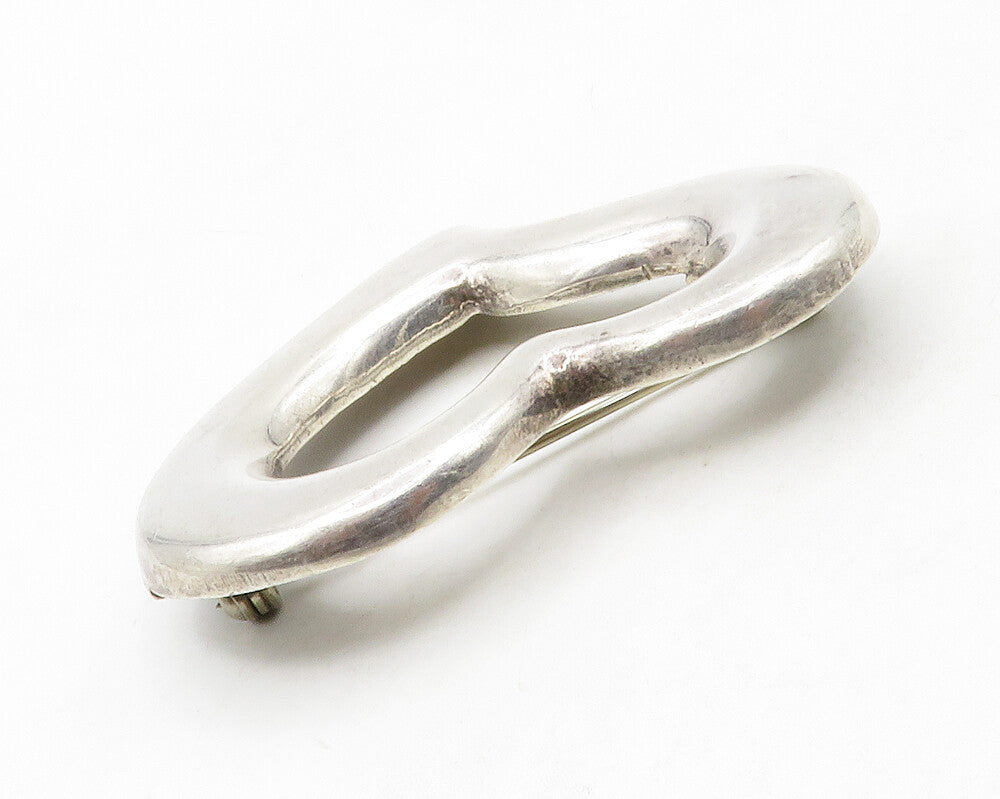 MEXICO 925 Sterling Silver  Vintage Smooth Open Love Heart Brooch Pin  BP5124