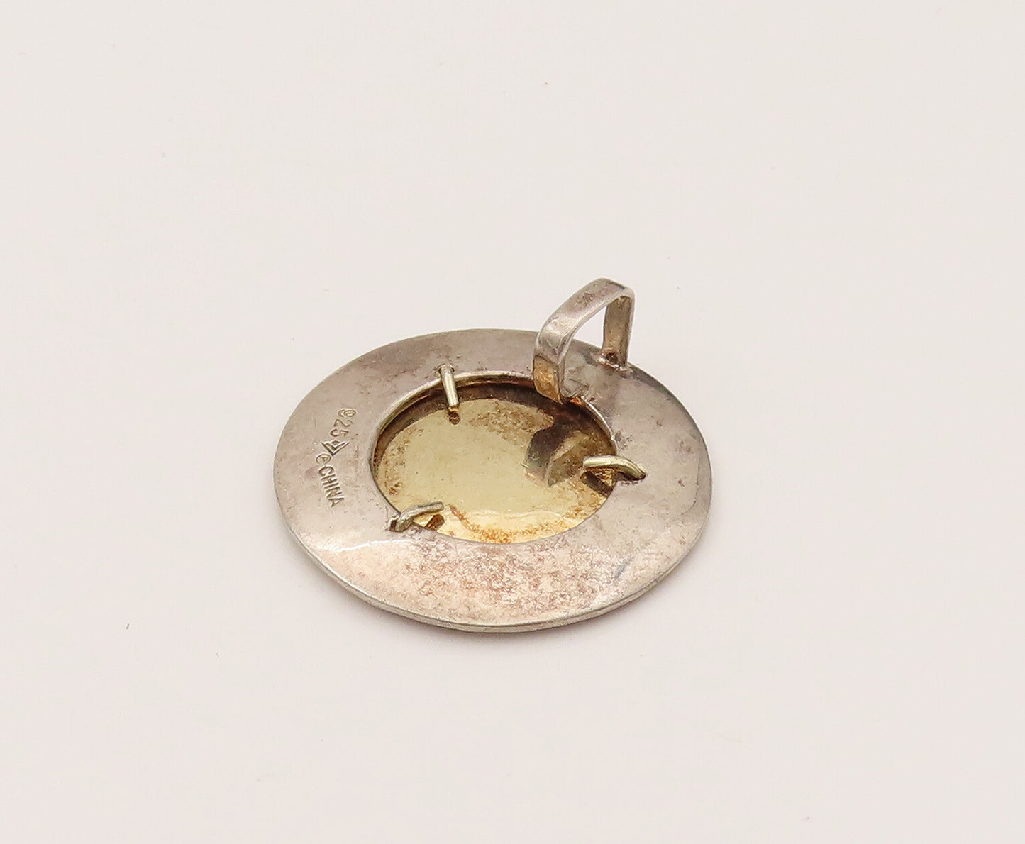 SILPADA 925 Sterling Silver Vintage Two Tone round Hammered Pendant PT21992