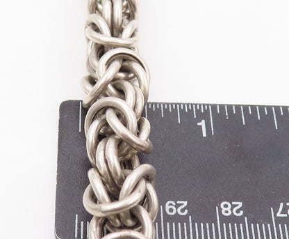 925 Sterling Silver Vintage Bracelet Dark Tone Brutalist Linked Rings  BT11074